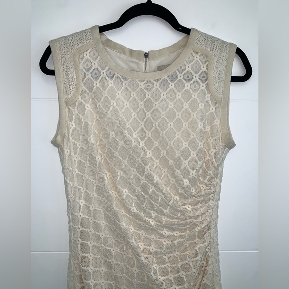 Sea New York Lace Beige Rouched MIDI Dress 6 - Picture 3 of 5